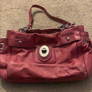 Pink leather coach shoulder bag